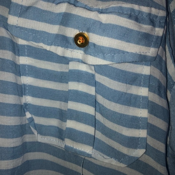 Kismet blue / white stripe Asymmetrical Sleeveless Tank Top-XL - v neck / pocket - Picture 4 of 7